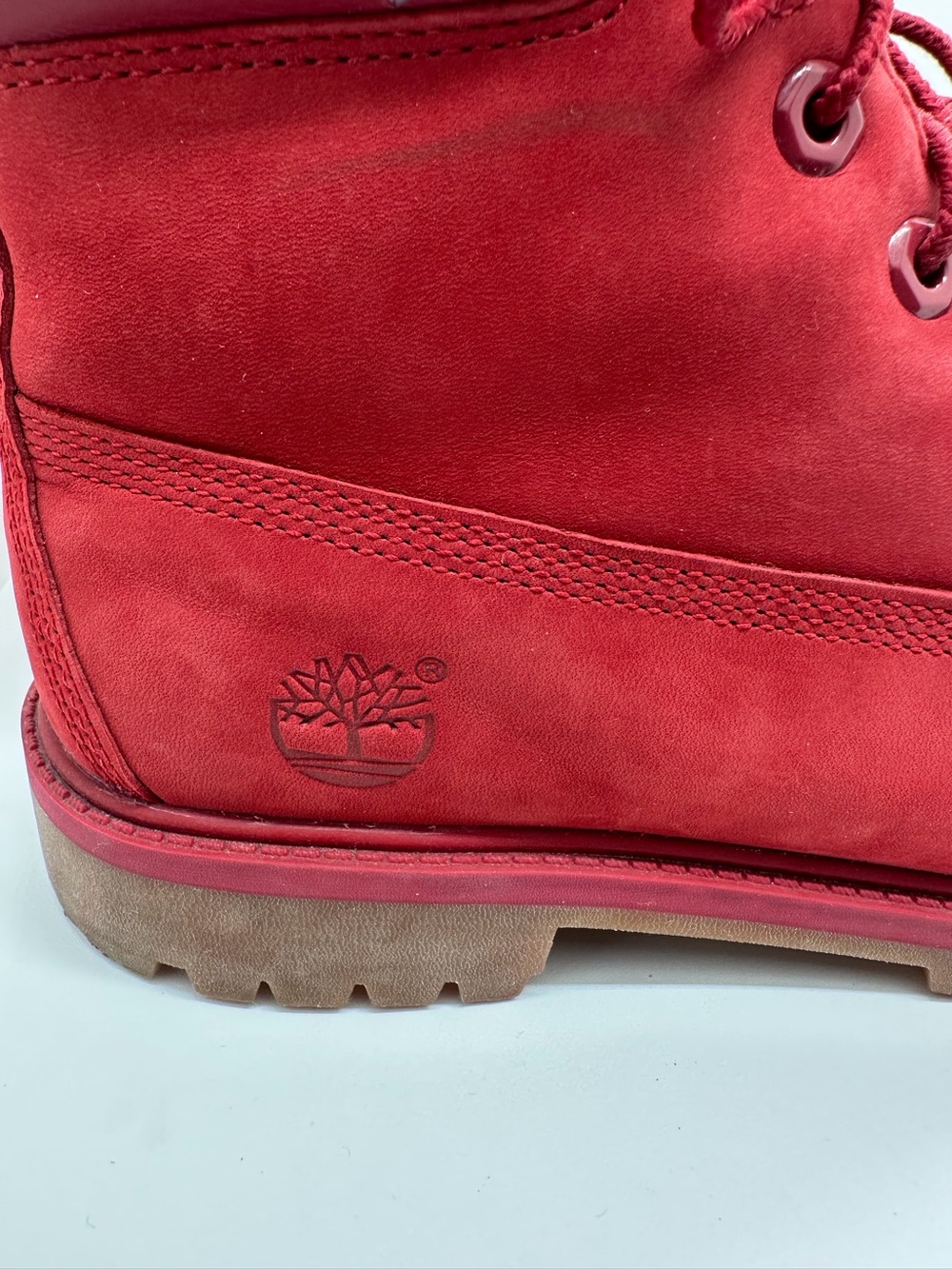 Timberland 6-Inch Premium Waterproof Red Suede Leather Boots - Picture 4 of 9